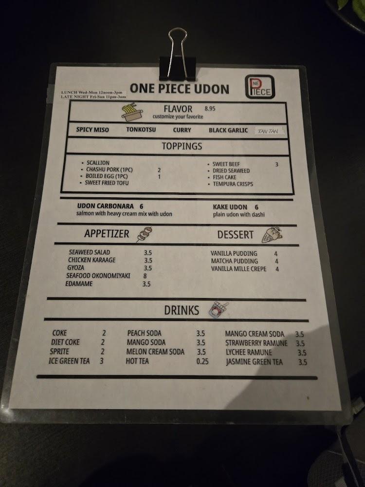 One Piece Sushi Menu image 1