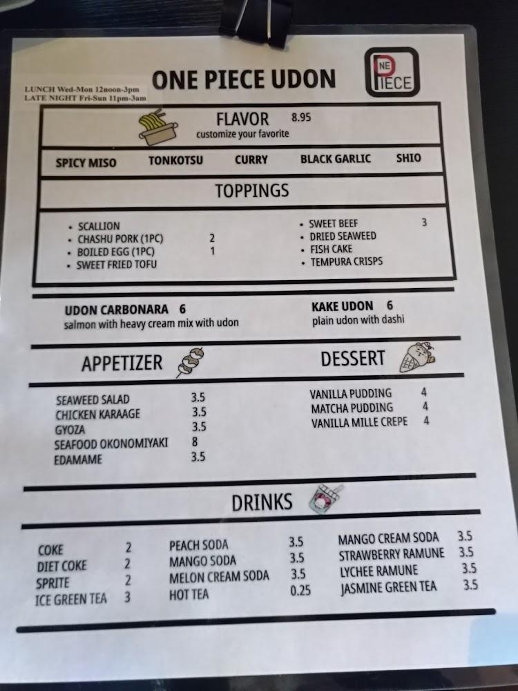 One Piece Sushi Menu image 2